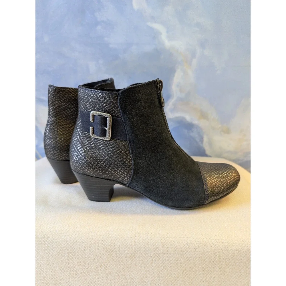 NEW! Rieker 36  'Sarah' Lined Snakeskin &Suede Ankle Bootie Zip-Front